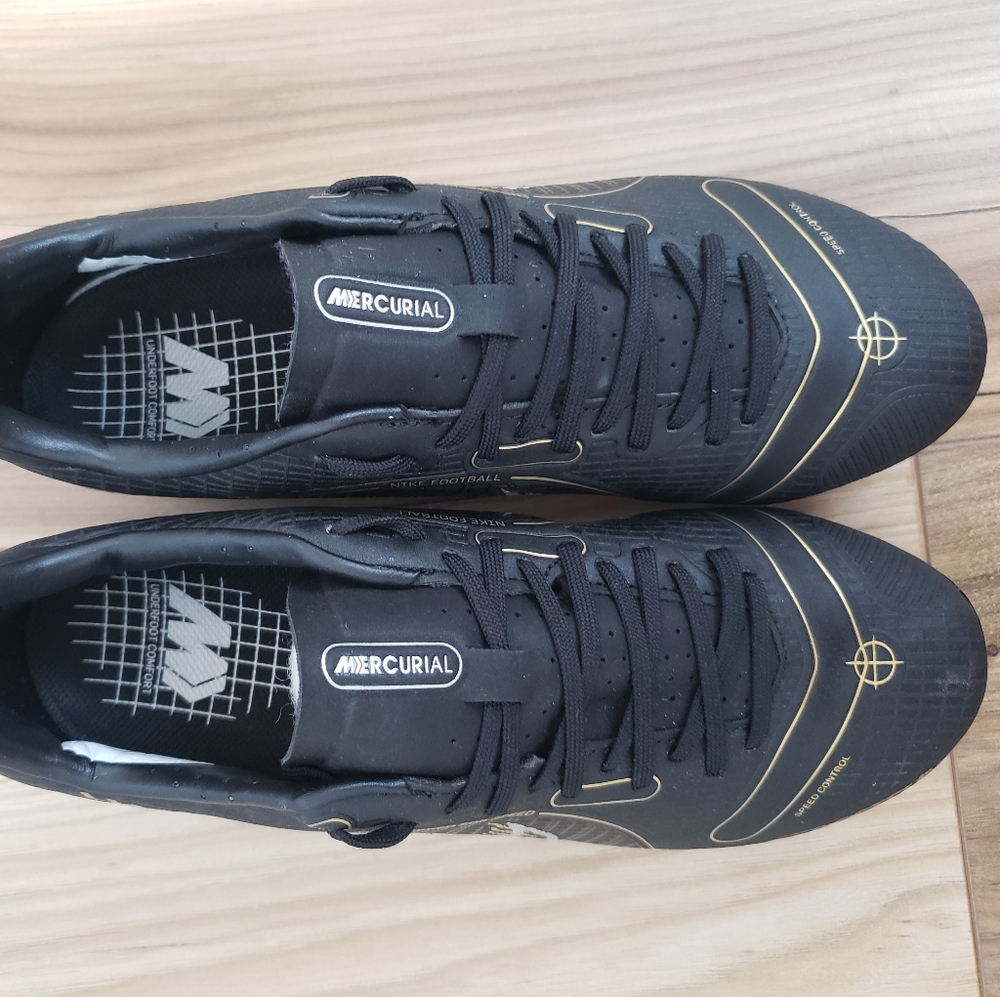Nike Mercurial Vapor 14 Academy FG/MG DJ2869-007 Soccer Cleats Black Gold Sz 4.5 - Picture 5 of 9